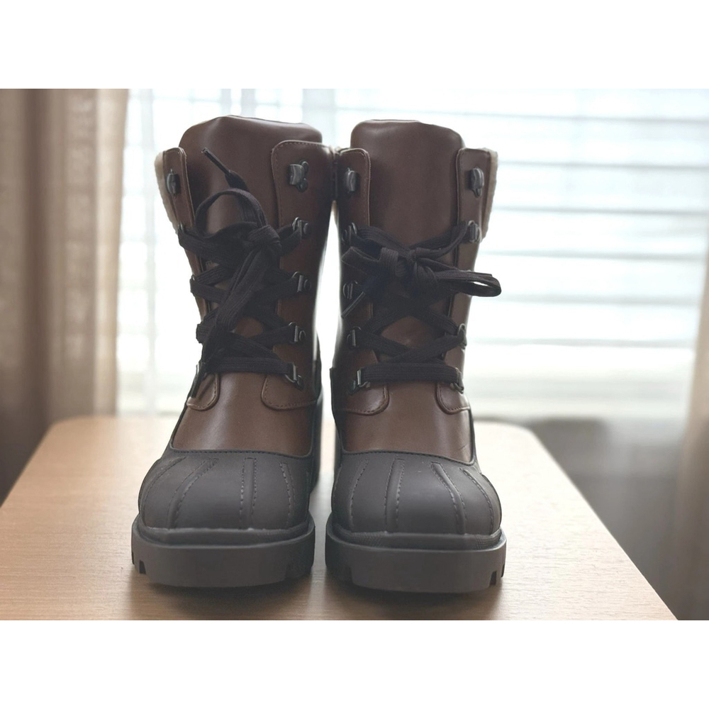 Madden Girl Women Rain Combat Duck Boots Chunky Block Heel Sz 10 M Brown Cognac - Picture 5 of 11